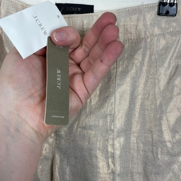 NWT J. Crew Ivory Bronze Metallic 100% Linen Garden Pants - Picture 6 of 8